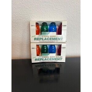 Vintage Aurora Christmas Light Bulbs C9 1/4 Glass MULTI COLOR NIB 2 Boxes